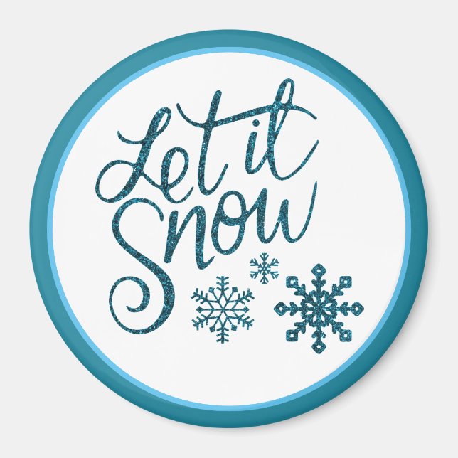 Låt det snöa Faux Blue Glitter Magnet (Framsidan)