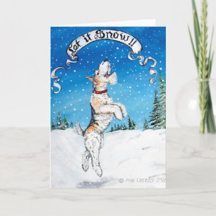 Låt det snöa för att binda foxterrier! helgkort