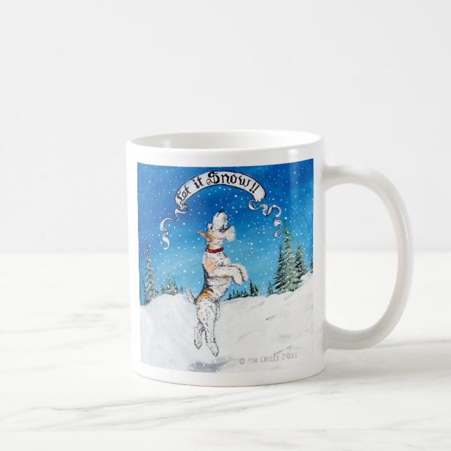 Låt det snöa för att binda foxterrier! kaffemugg (Höger)