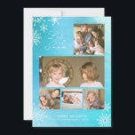 Låt det snöa foto för Blue Watercolor Snöflingor Julkort<br><div class="desc">Det här fotokortet innehåller dina foton och ord "Låt det snöa" i trendigets skript och snöflingor mot en blå vattenfärgsbakgrund. Kortet har en fast blå baksida. Anpassa den genom att ersätta platshållartexten och ersätta exemplet/platshållarfotona med ett eget foto. Om du vill ha fler alternativ, t.ex. att ändra teckensnittet och dess...</div>