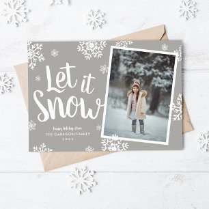 Låt det snöa Fotoöverlägg med snöflingor Julkort