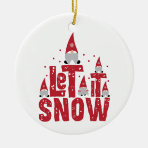 Låt det snöa Funny Gnomies-jul Julgransprydnad Keramik