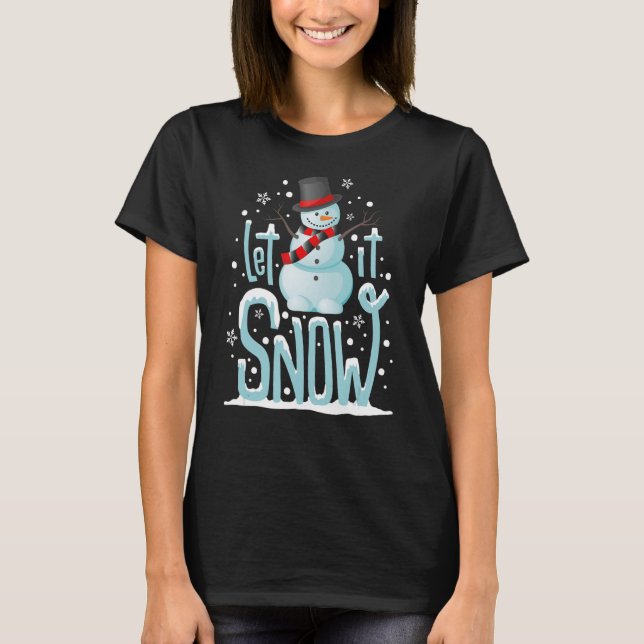 Låt det snöa Funny Snögubbe Stars T Shirt (Framsida)