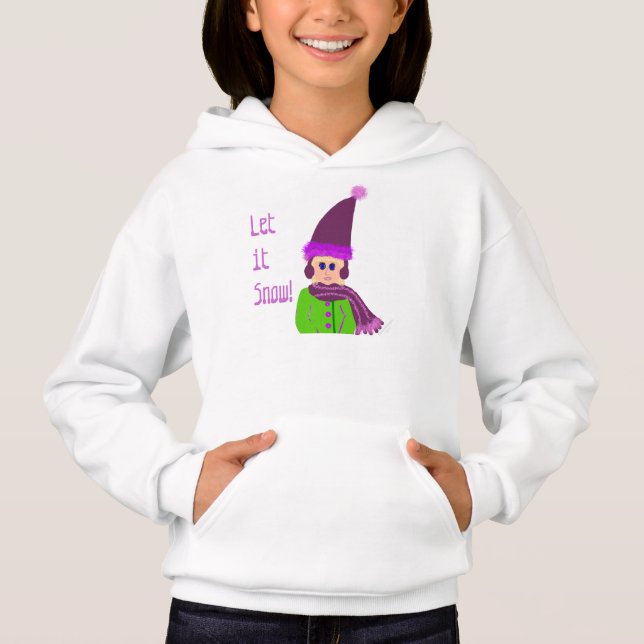 Låt det snöa Girl Plum Grönt Winter Hat Scarf T Shirt (Framsida)