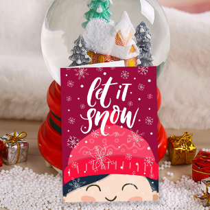Låt det snöa Glad barn Vinter mössa Högtid Kort