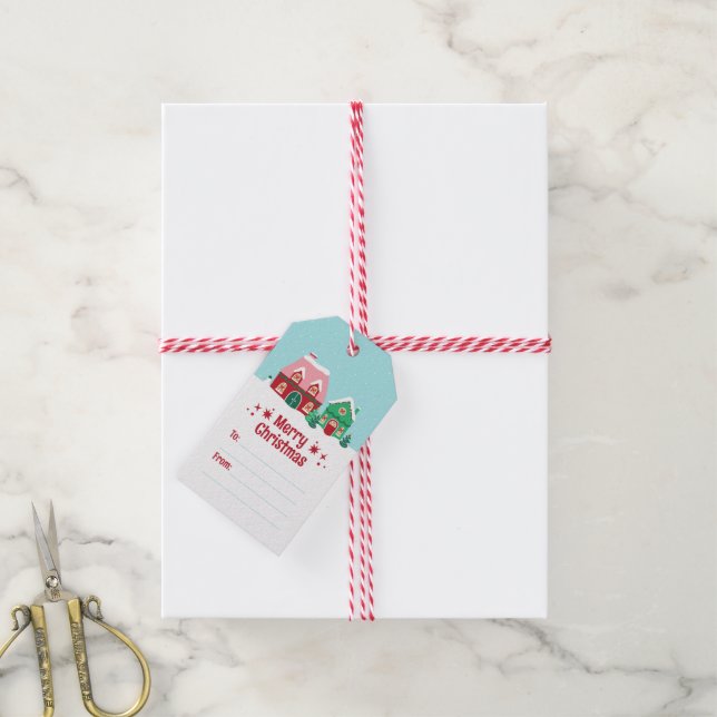 Låt det snöa Glad jul Byn Presentkort Presentetikett (Med Snöre)