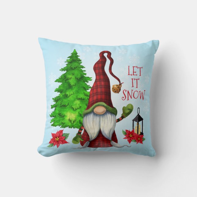 Låt det snöa Gnome för Helgdagarna Dekorativ kudde (Framsida)