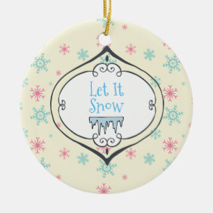 Låt det snöa God jul Snöflingor Julgransprydnad Keramik
