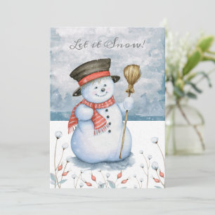 Låt det snöa God jul Snögubbe Personlig Julkort