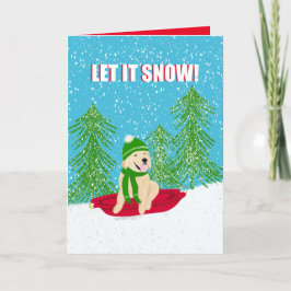 Låt det snöa Golden Retriever-julkort Tack Kort