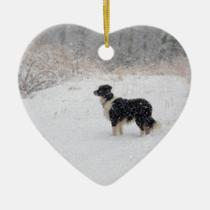 Låt det snöa! GränsCollie Julgransprydnad Keramik