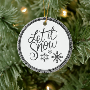 Låt det snöa Grått och vit ornament