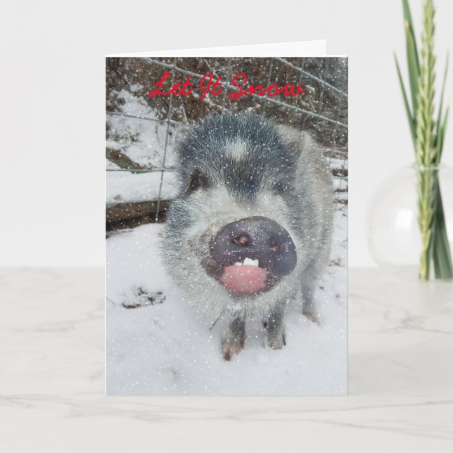 Låt det snöa Gris-kort för jul Helgkort (Framsida)