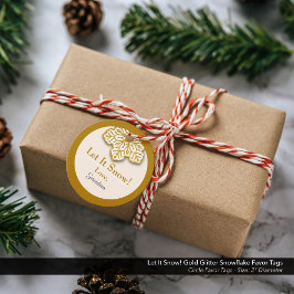 Låt det snöa! Guld Glitter Antique White Snowflake Gåvor Etiketter