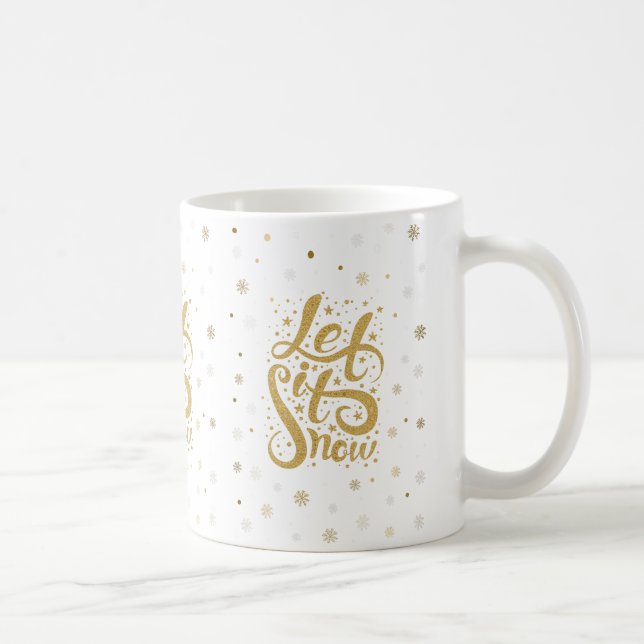 Låt det snöa Guld jultypografi Kaffemugg (Höger)