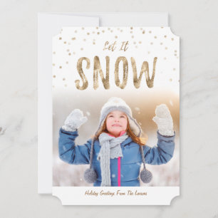 låt det snöa Helgdag foto-platta kort Guld
