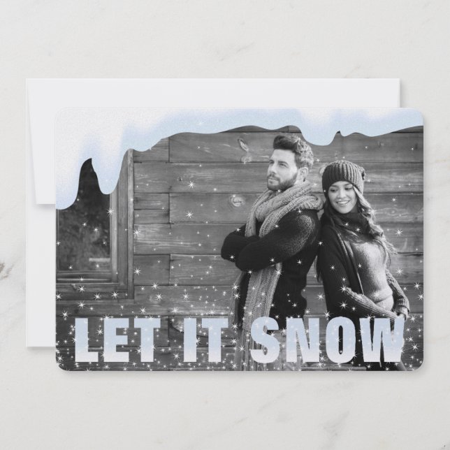 LÅT DET SNÖA Helgdag-fotokort Julkort (Framsida)