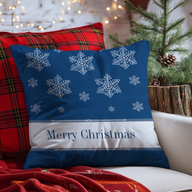 Låt det snöa Helgdag Pillow, blå Kudde (Blue Let it Snow Holiday Throw Pillow)