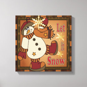 Låt det snöa Helgdag Snögubbe Jul Canvastryck