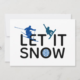Låt det snöa Helgdag Snowboarder Skier Winter Spor Julkort