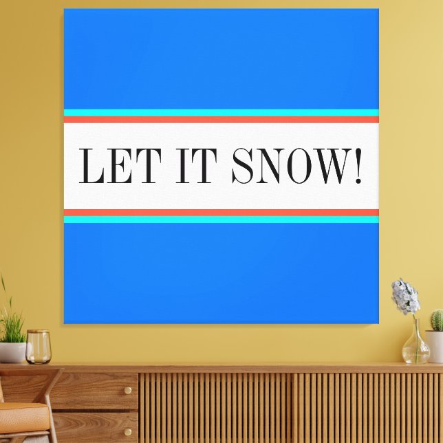LÅT DET SNÖA Himlar Blue Red White Tävla Rand Canvastryck (Insitu (Vardagsrum))