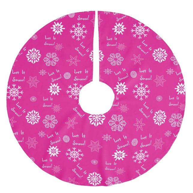 Låt det snöa Hot Pink Julgransmatta Borstad Polyester (Framsidan)