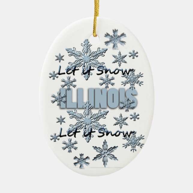 Låt det snöa Illinois julprydnad Julgransprydnad Keramik (Framsidan)