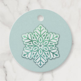 Låt det snöa! Iridescent Winter Grönt Snowflake Gåvor Etiketter