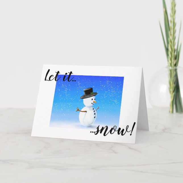 Låt det snöa jolly snögubbe i top hat kort (Framsida)