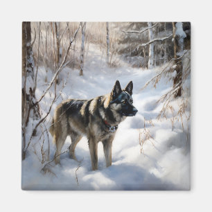 Låt det snöa jul för Elkhound Magnet