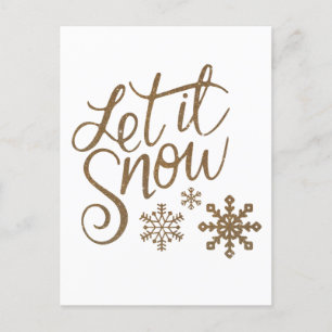 "Låt det snöa" jul Guld Glitter Helg Vykort