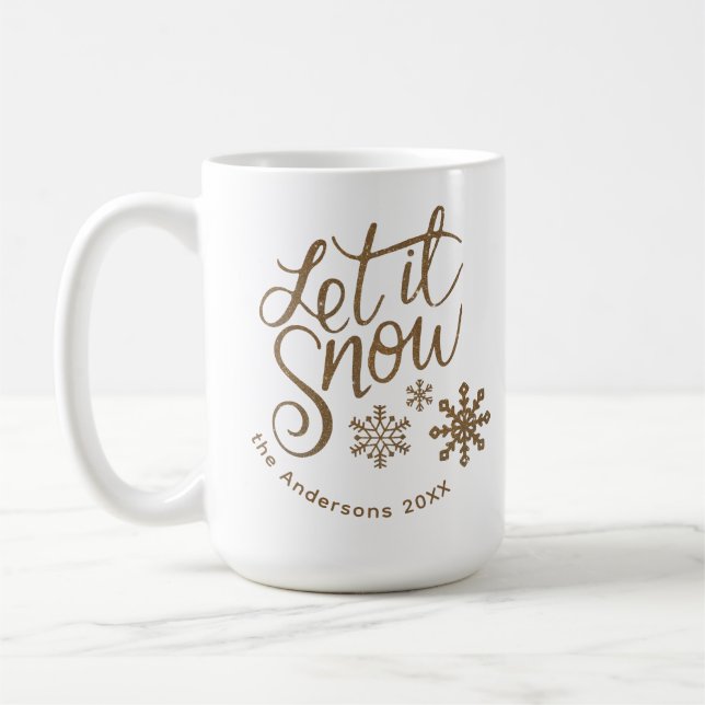 "Låt det snöa" jul Guld Glitter Kaffemugg (Vänster)