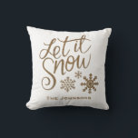 Låt det snöa jul Helgdag Decor Dekorativ kudde<br><div class="desc">Vit med guld Låt det snöa personlig dekorativ kudde vid jul. Perfekt för att ta emot din helgdag..</div>