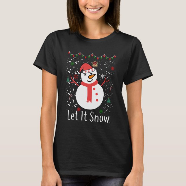 Låt det snöa jul snögubbe t shirt (Framsida)