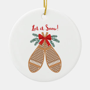 Låt det snöa julgransprydnad keramik