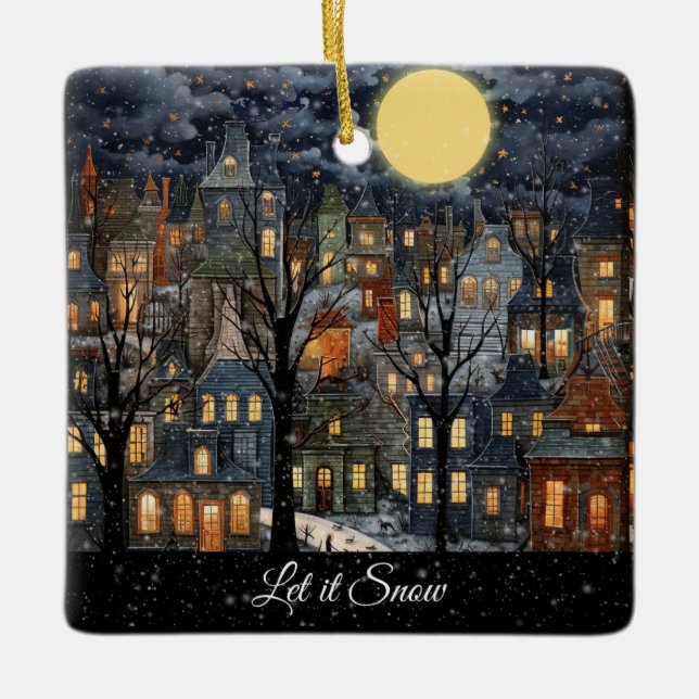 Låt det snöa julgransprydnad keramik (Framsida)