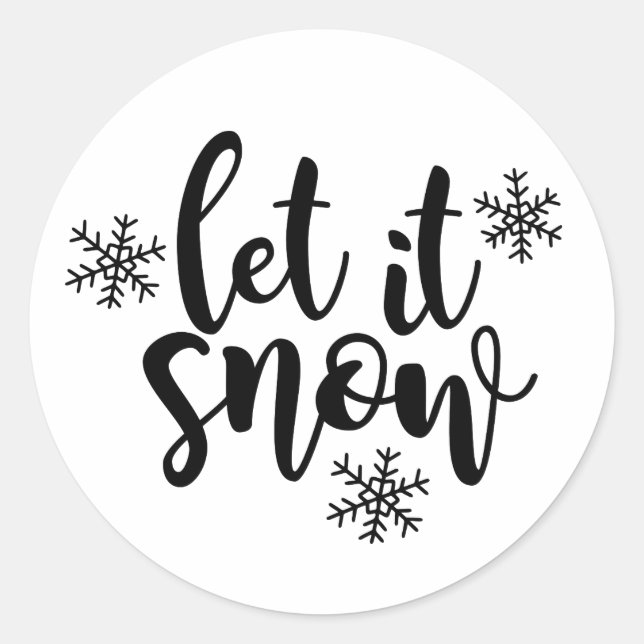 Låt det snöa julklistermärken runt klistermärke (Framsida)