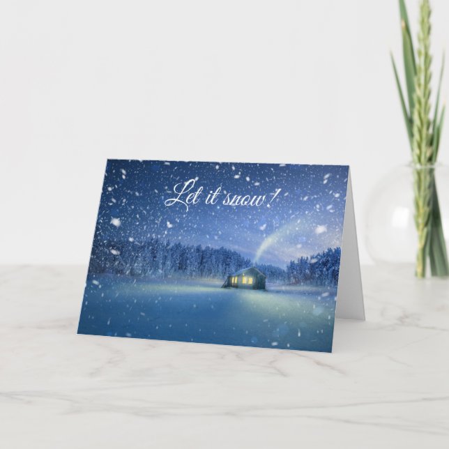Låt det snöa julkort för nattscenen kort (Framsida)