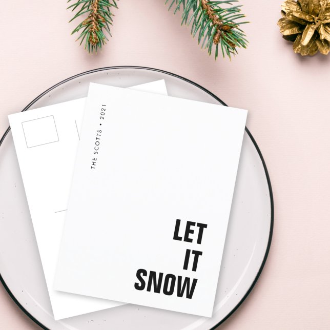 Låt det snöa | Julminimalistisk rengöring enkel Helg Vykort (Skapare uppladdad)