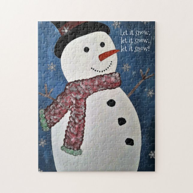 Låt det snöa julsnögubbepussel pussel (Vertikal)