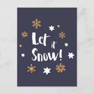 "Låt det snöa!" Kalligrafi - Julblått Helg Vykort