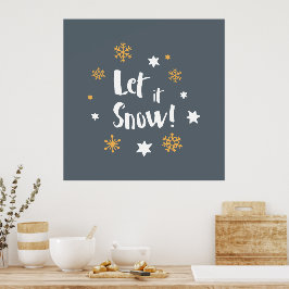 "Låt det snöa!" Kalligrafi - Julens Grått Poster