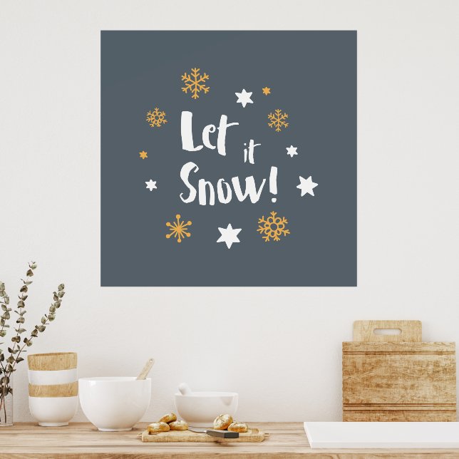 "Låt det snöa!" Kalligrafi - Julens Grått Poster (Kök)