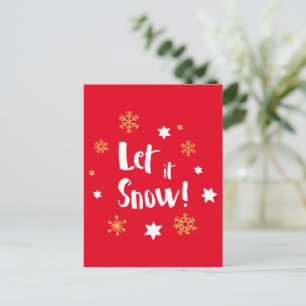 "Låt det snöa!" Kalligrafi Julmodern Röd Helg Vykort