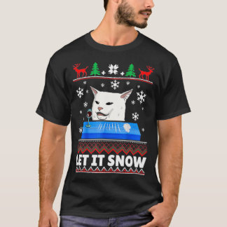Låt det snöa Katt Meme Ugly Sweater Ugly jul T Shirt