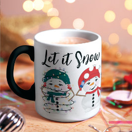 Låt det snöa kommande Snögubbar Vattensfärgad jul Mugg