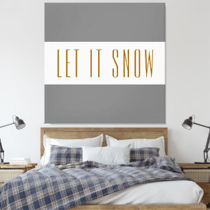 LÅT DET SNÖA Kul Modern Grå Ljusvit Randig Canvastryck