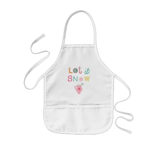 Låt det snöa Kute Typography Kids Apron Barnförkläde (Framsidan)