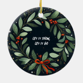 Låt det snöa, låt det gå till julklapp julgransprydnad keramik