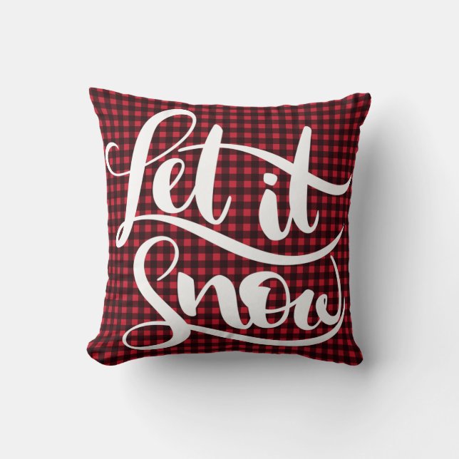Låt det snöa Lettering Red Black Buffalo Play Jula Kudde (Framsida)